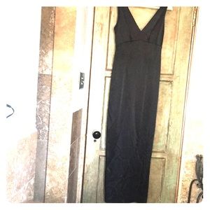 Donna Karan full length black satin gown size 2
